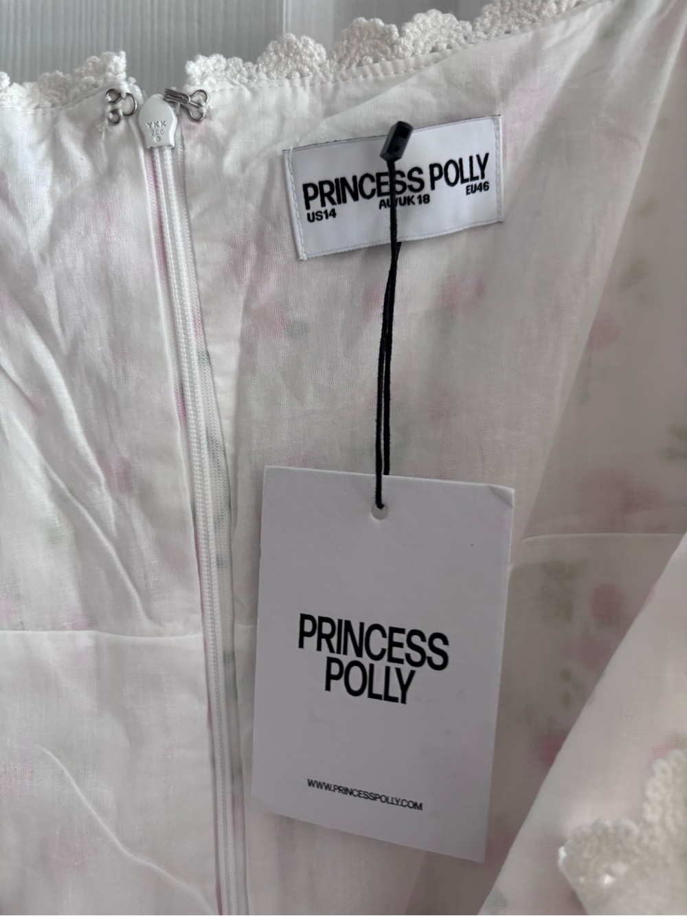NWT Princess Polly Dasha Mini Dress White Floral Curve US 14 Cottagecore - Picture 3 of 5